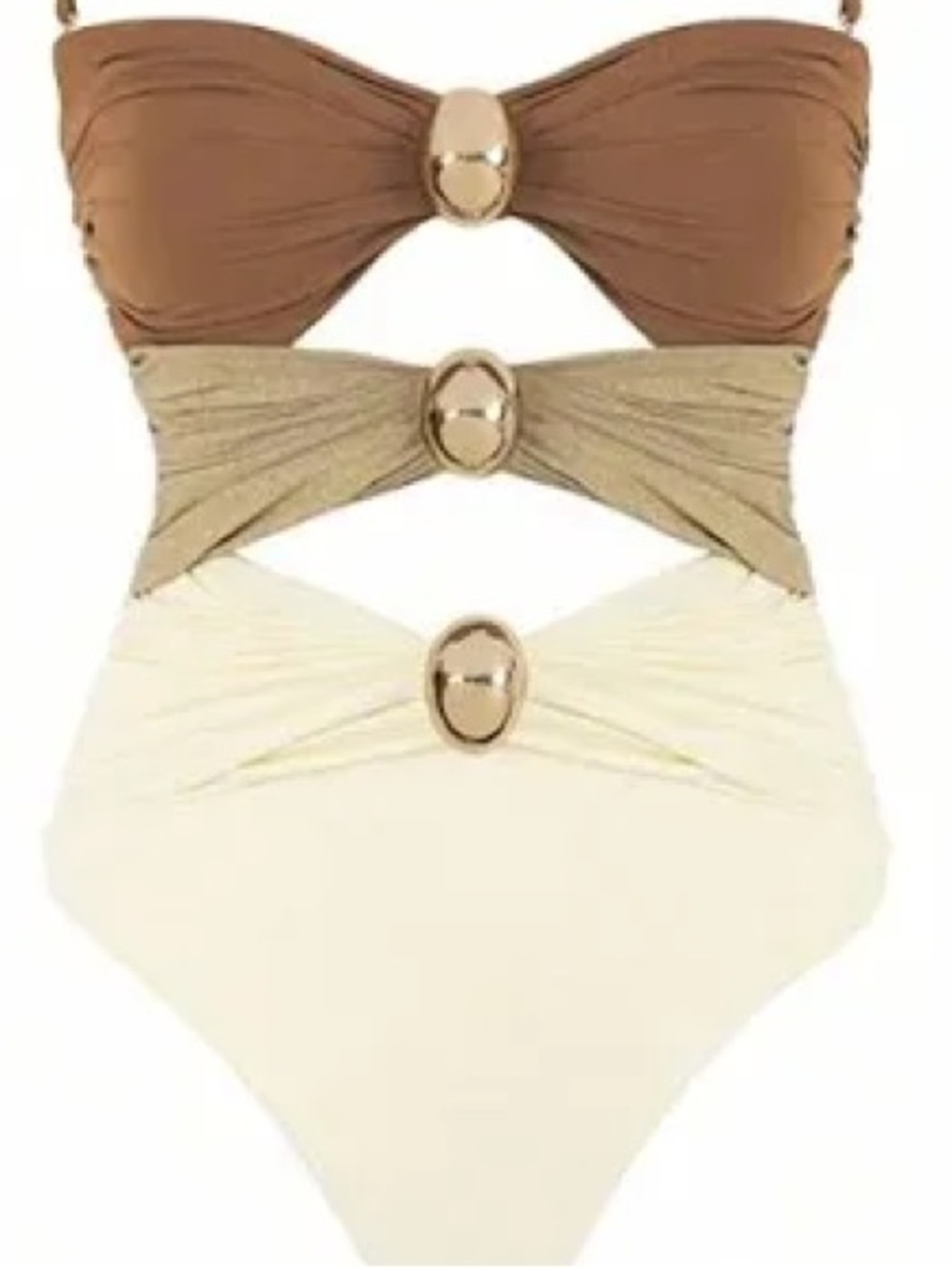 SHEIN Brown, Gold & Cream One-Piece Swimsuit